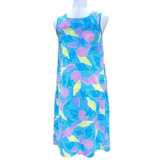 Vintage Helen of Troy Patio Day Dress Fitted MuMu Zip Front Pockets Sea Shells - Picture 7 of 11
